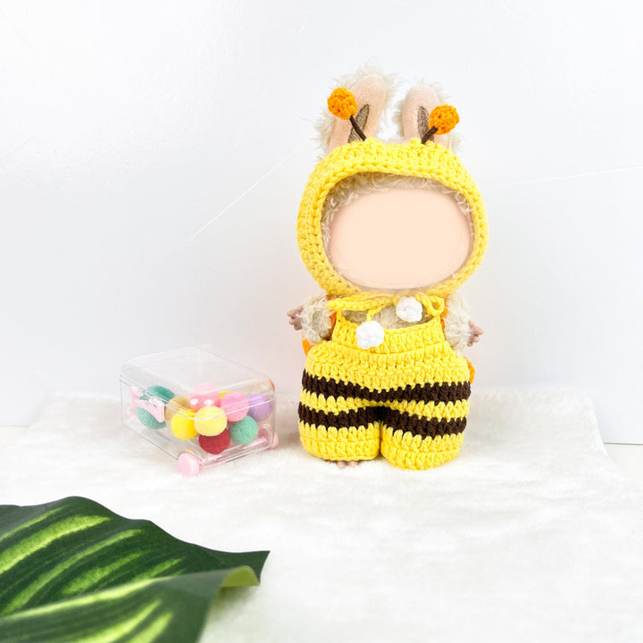 Handmade crochet little bee costume for labubu