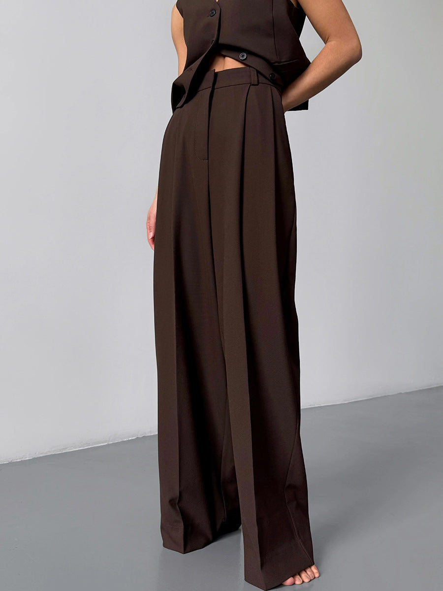 Drape wide-leg trousers versatile loose straight trousers