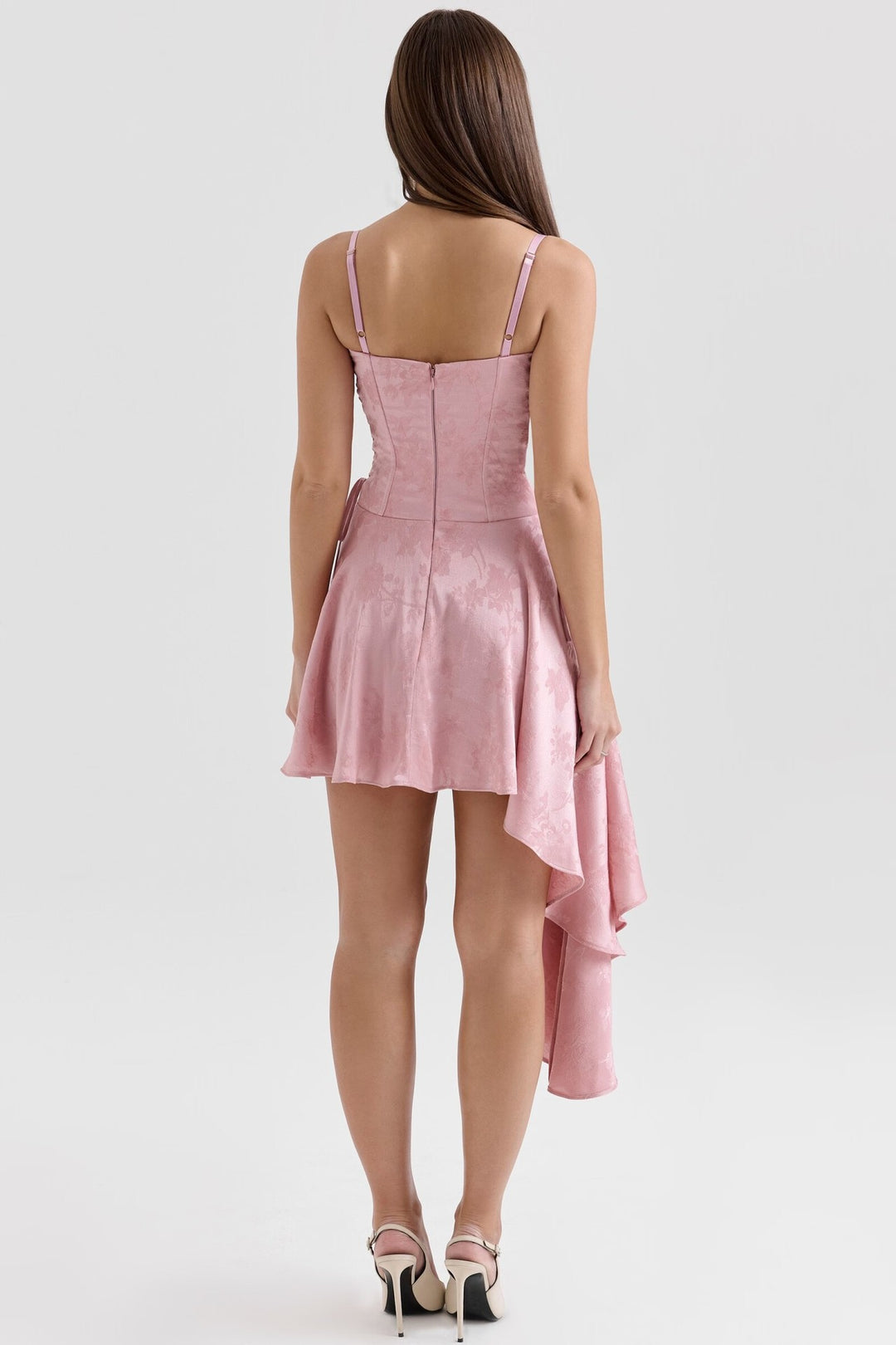 Slip fishbone waist irregular hem dress birthday party dress