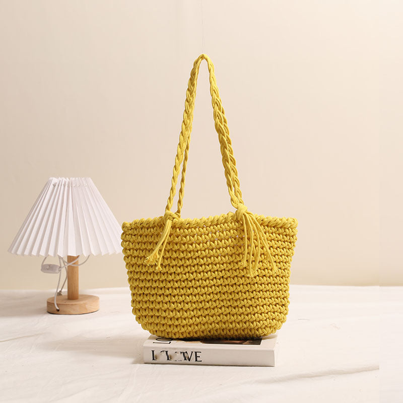 Tassel cotton woven bag colorful woven beach bag