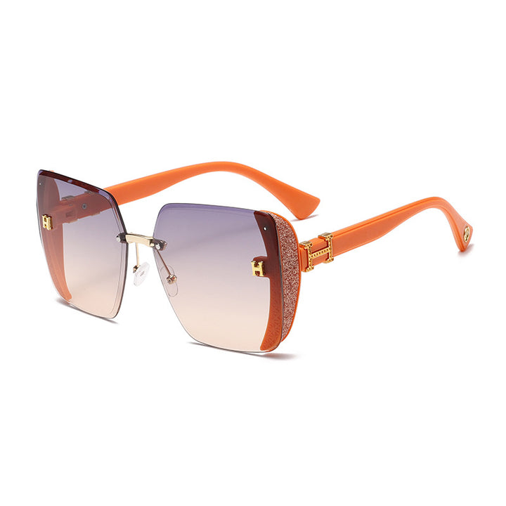Glitter star frameless square sunglasses for women
