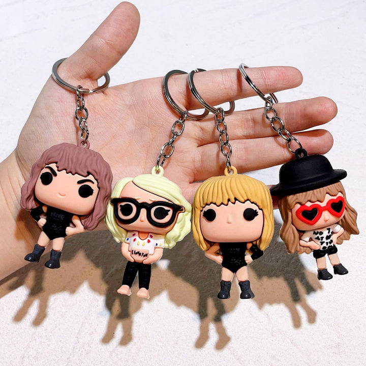 Taylor Swift cartoon character keychains 4pcs set