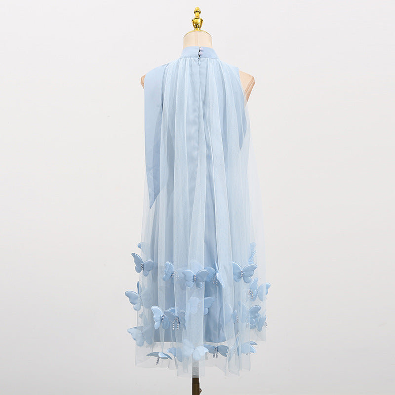 Sleeveless Bowknot Halter Neck 3D Butterfly Dress
