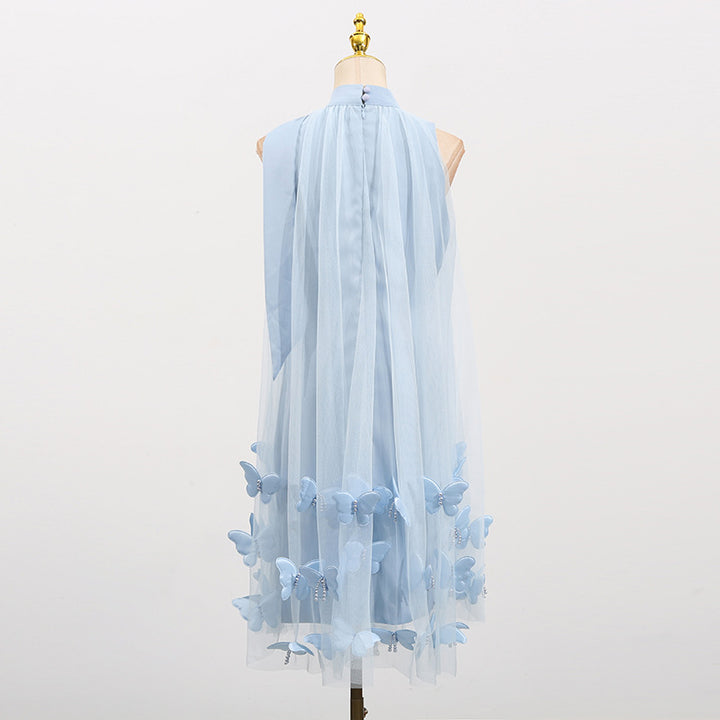 Sleeveless Bowknot Halter Neck 3D Butterfly Dress