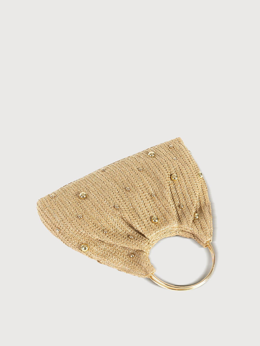 Malta Gold Pearl Straw Clutch Evening Bag