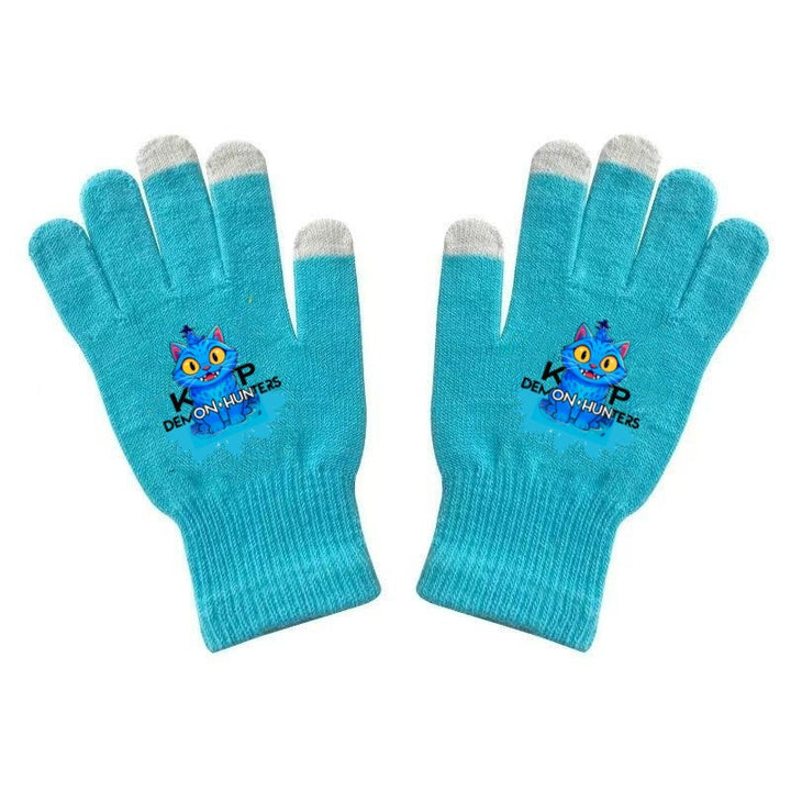 KPOP demon hunters Printed Knitted Touch Screen Gloves