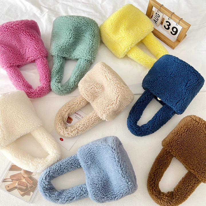 Furry bucket bag mini plush handbag