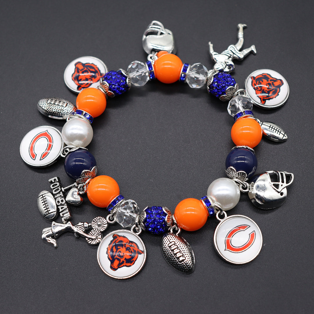 Football Game Day Alloy pendant beaded bracelets