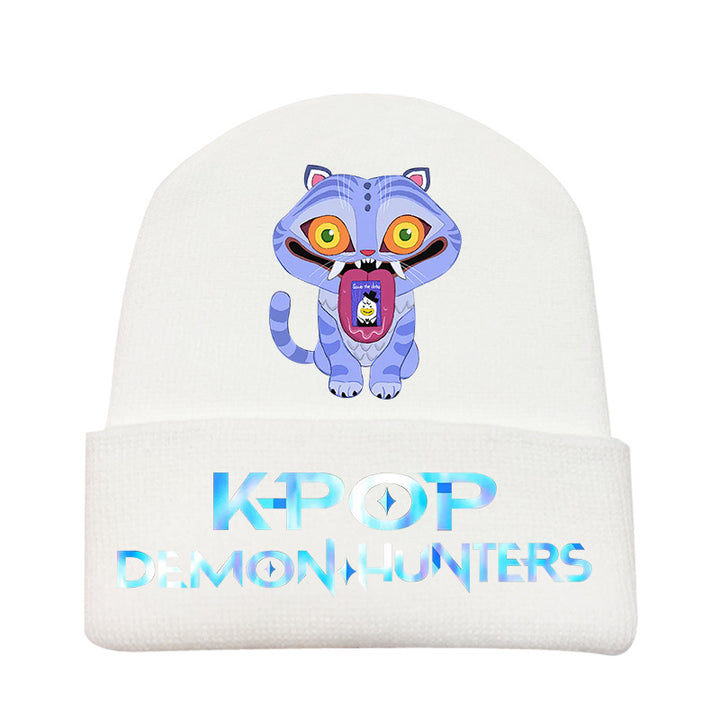 Kpop Demon Hunters knitted beanie hat-white