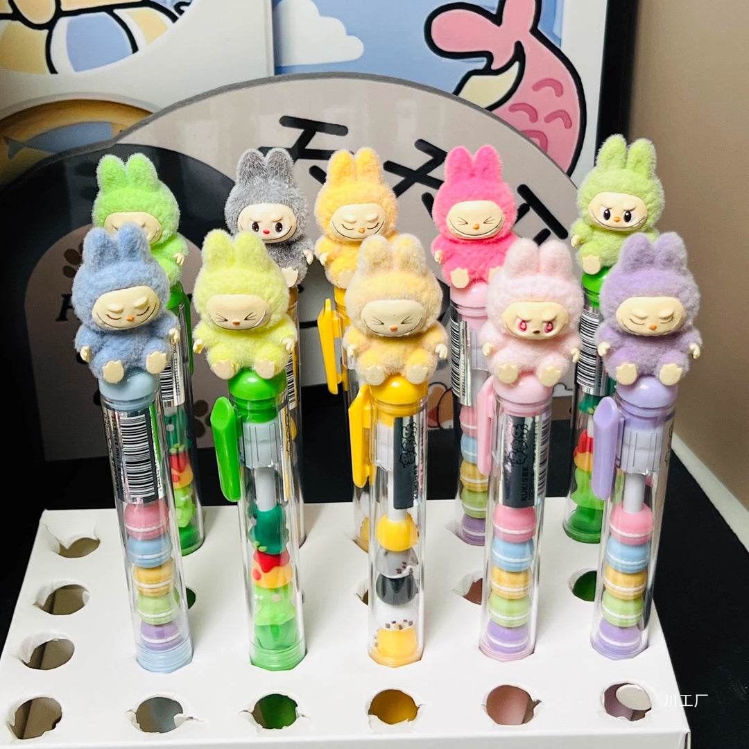 Labubu flocking deco gel pen cute student creative labubu pen