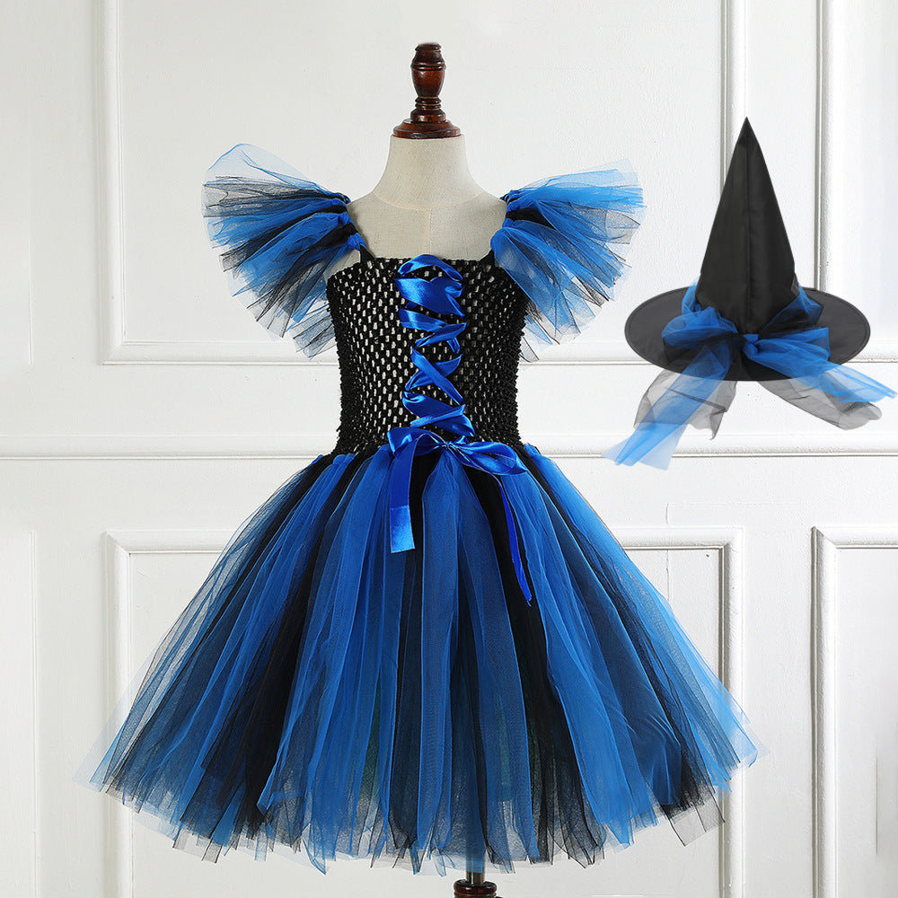 Halloween girls Witch Costume puff skirt&witch hat