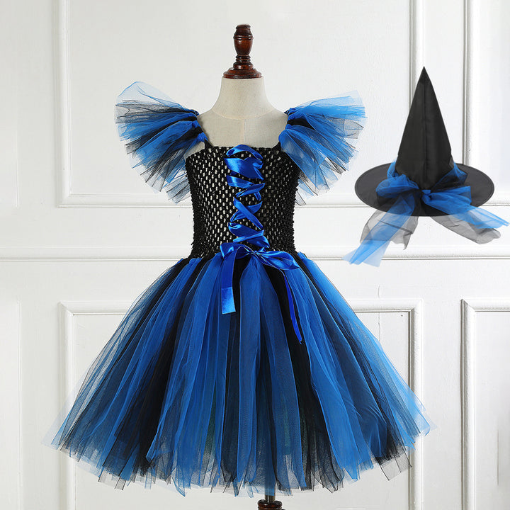 Halloween girls Witch Costume puff skirt&witch hat