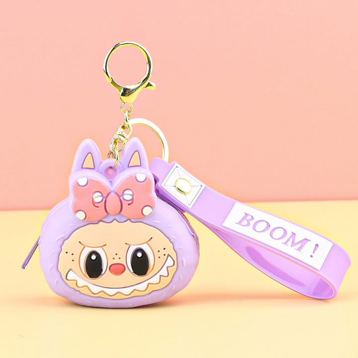 Children's silicone labubu coin purse key chain pendant gift