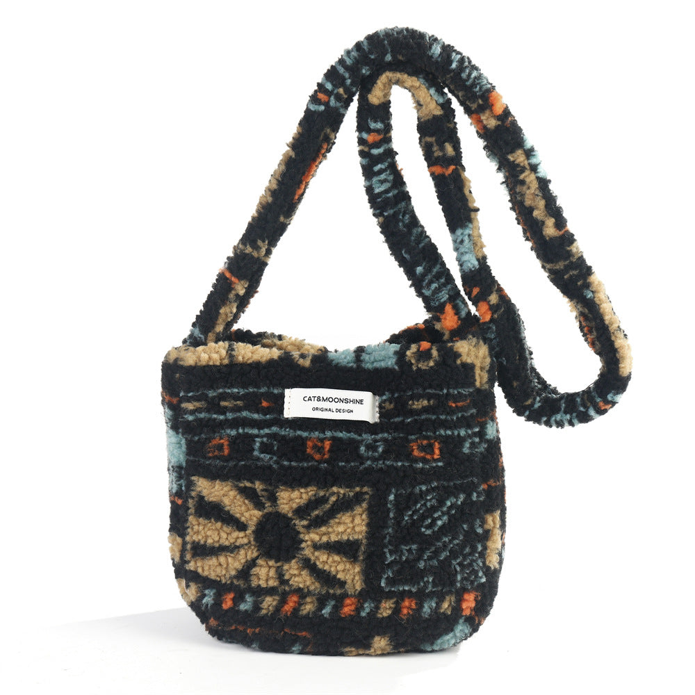 Plush chic large capacity shoulder crossbody bag