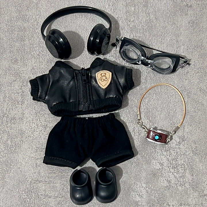 17cm dolls cool leather jacket 6pcs set doll clothes