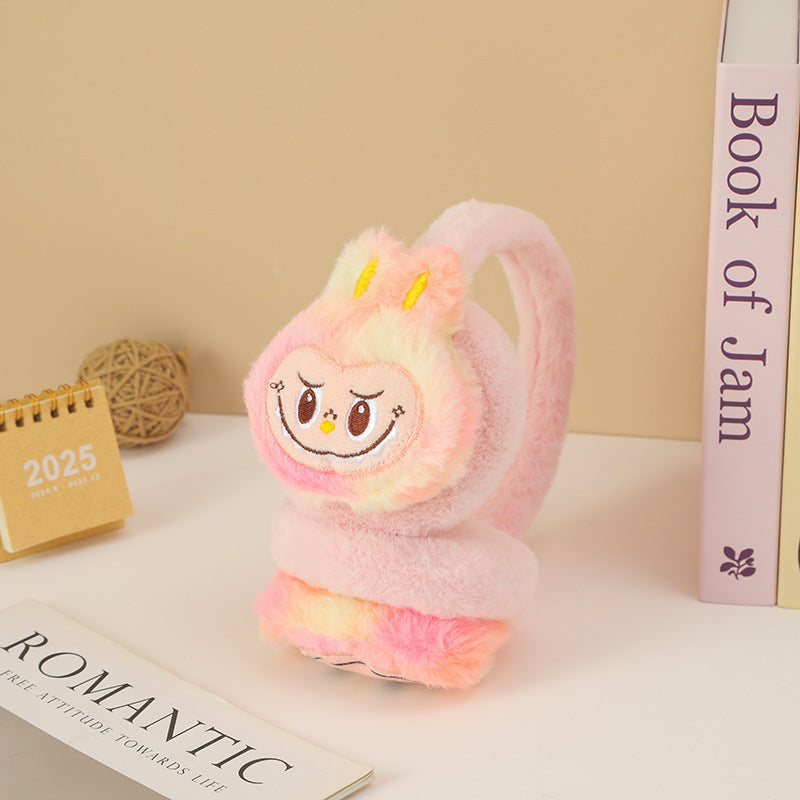 Cute monster plush furry earwarmers cartoon winter earmuffs