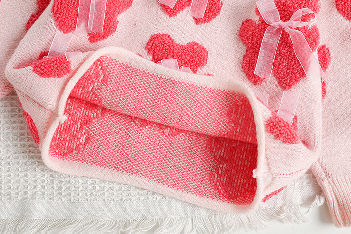 Valentine's sweet bear Jacquard sweater&tutu skirt 2pcs set