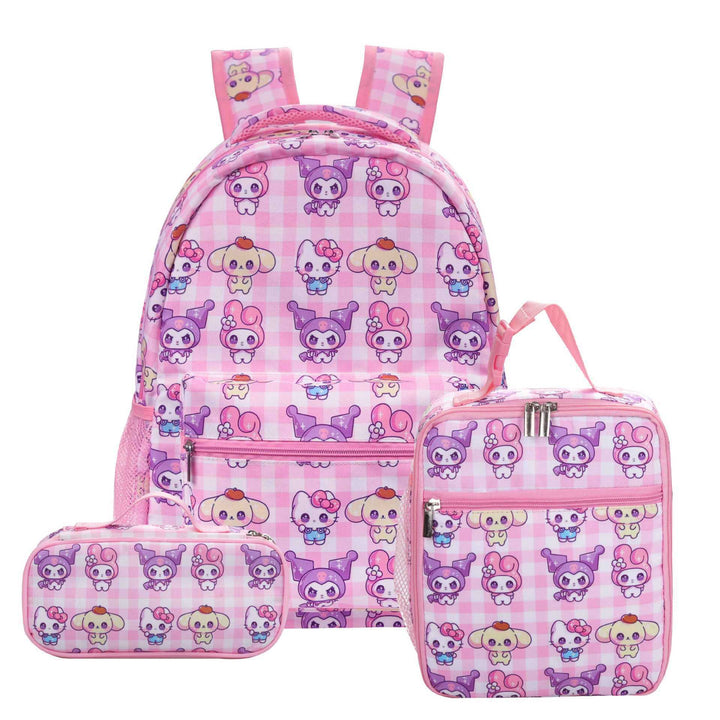 Stitch printed school backpack with lunch bag pencil bag