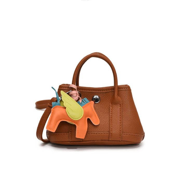 Lychee pattern mini crossbody bag with pony pendant