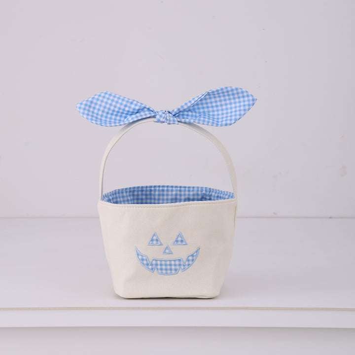 Halloween Gingham Pumpkin Embroidery Candy Basket