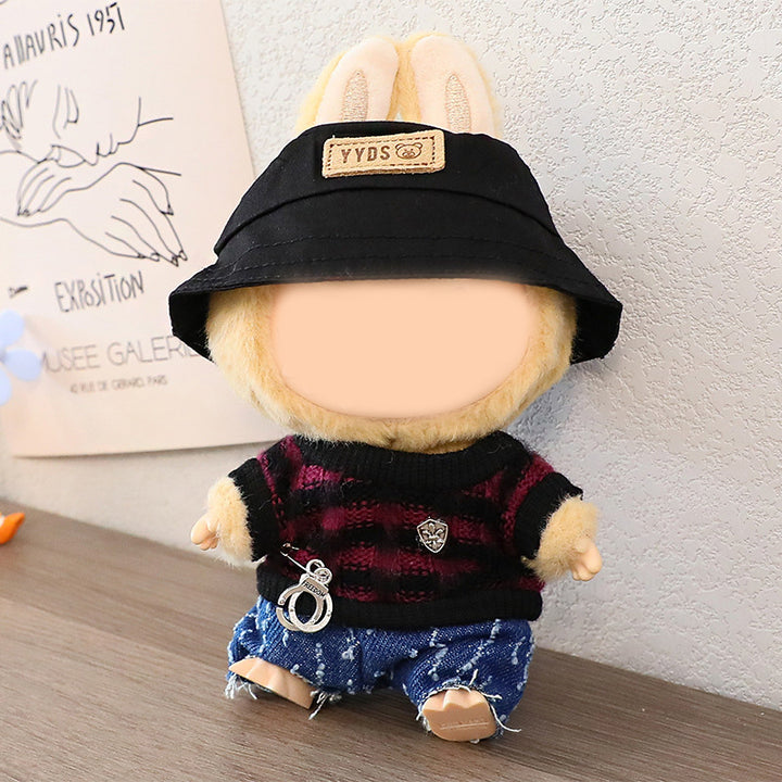 Labubu knitted sweater&denim pant set dolls clothes