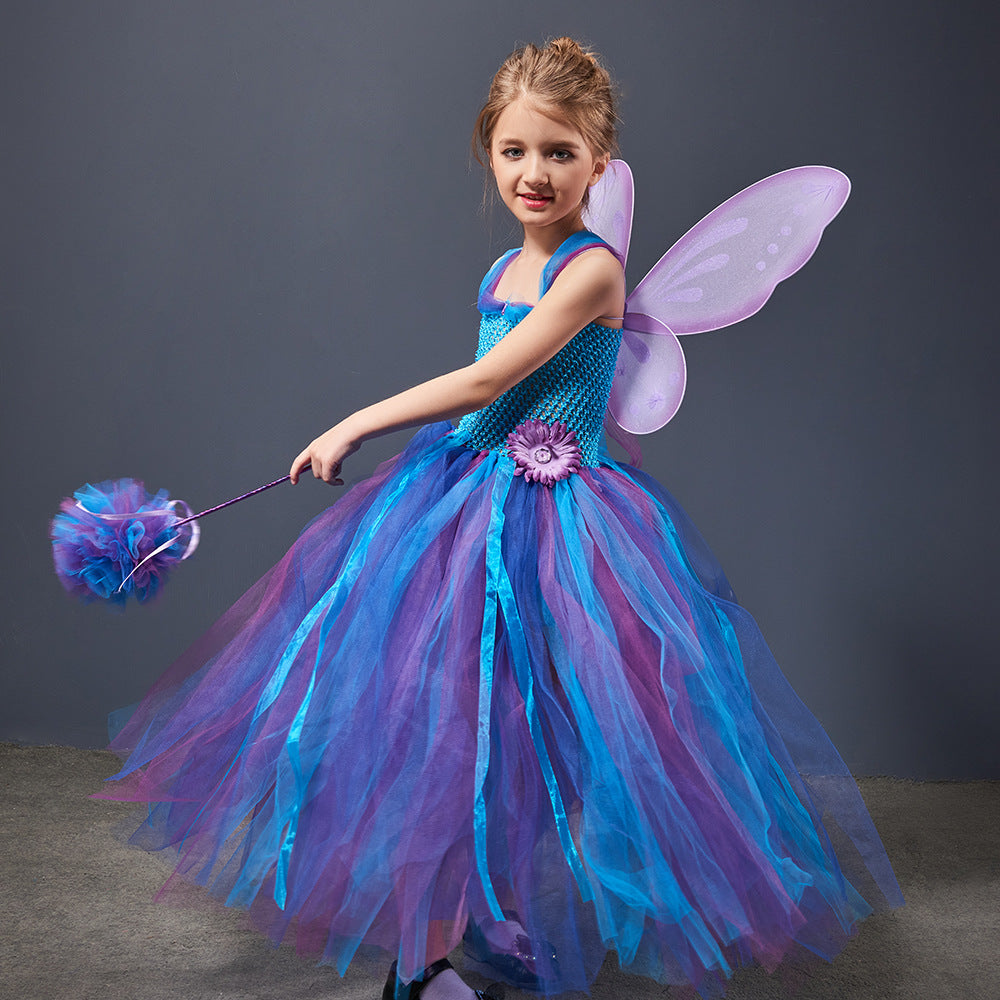 Cute elf purple Tulle dress for girls Halloween Fairy costume