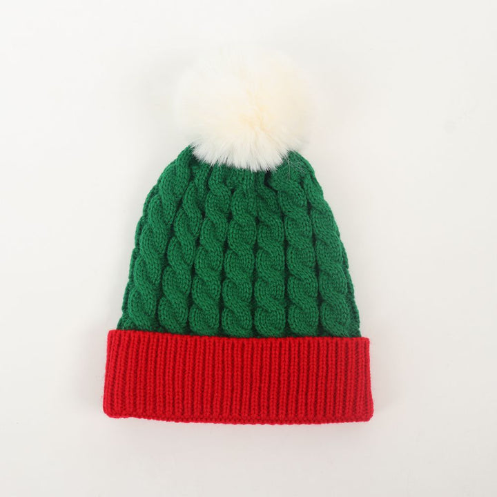 Parent-child Christmas warm knitted hat cable beanie