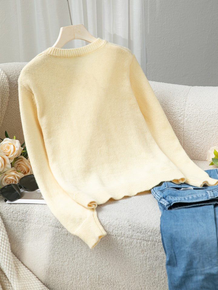 "Women's yellow knitted Sweater Cardigan Coat  "