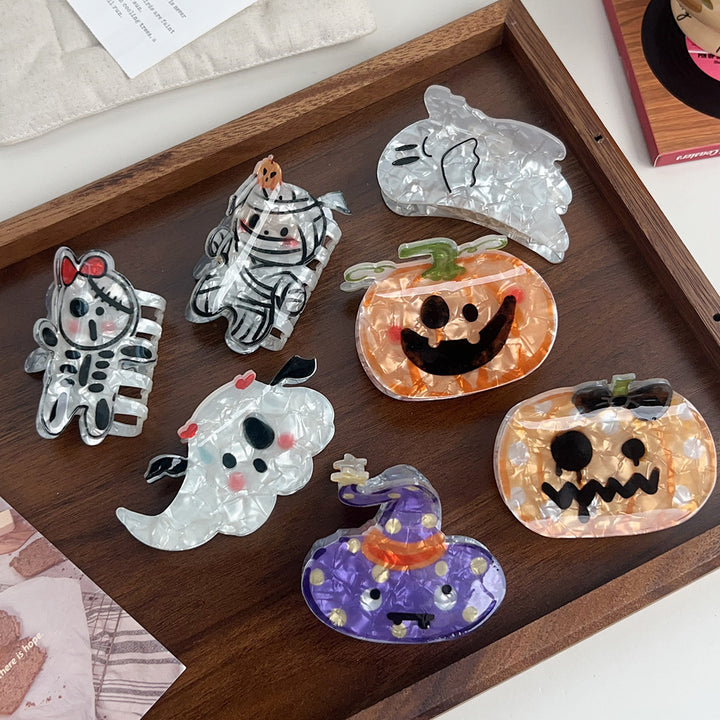 Halloween pumpkin ghost funny shark hair clip