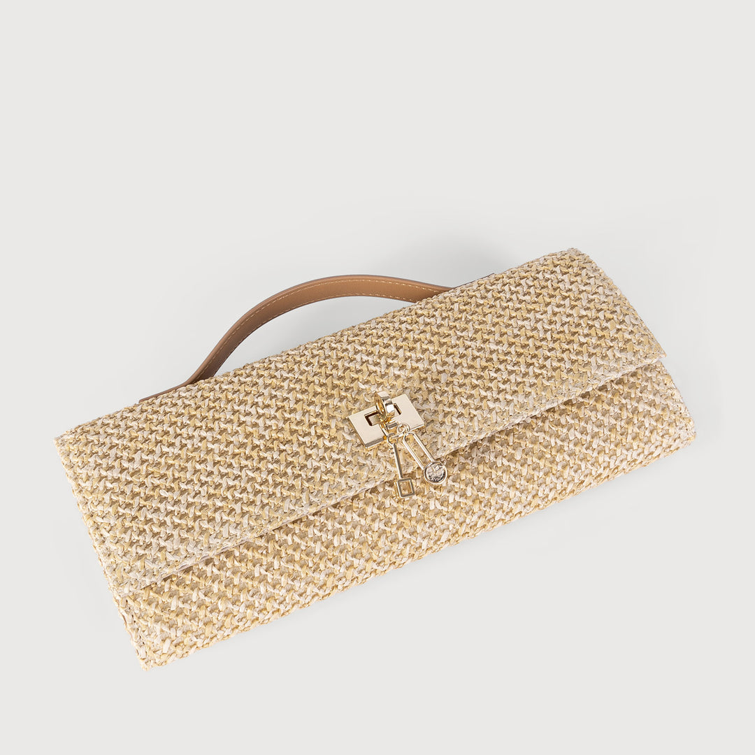 Women's Straw Bag Metal Chain Crossbody Bag