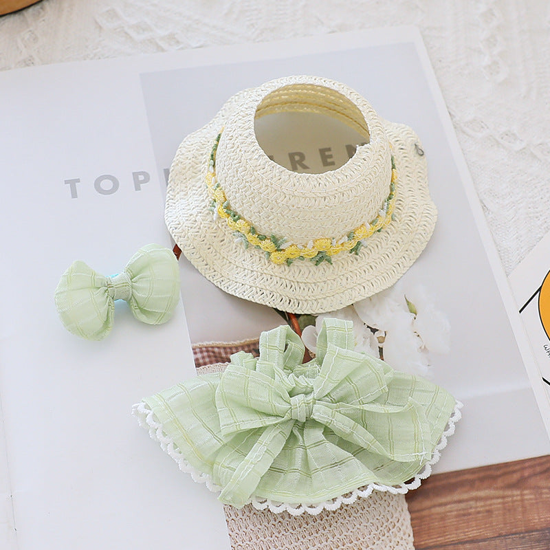 Labubu princess dress with straw hat doll clothes