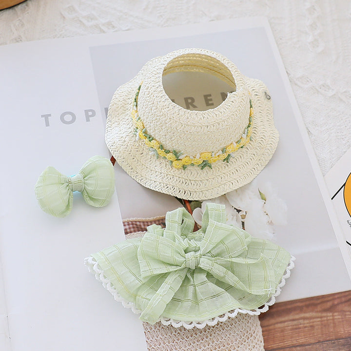 Labubu princess dress with straw hat doll clothes