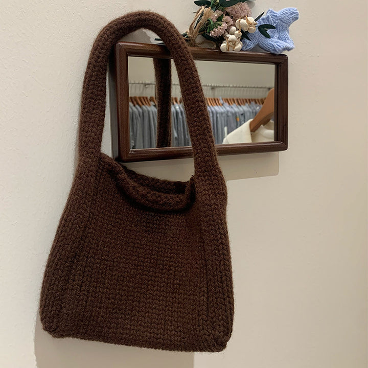 Wool knitted small handbags crocheted thick needle handbags