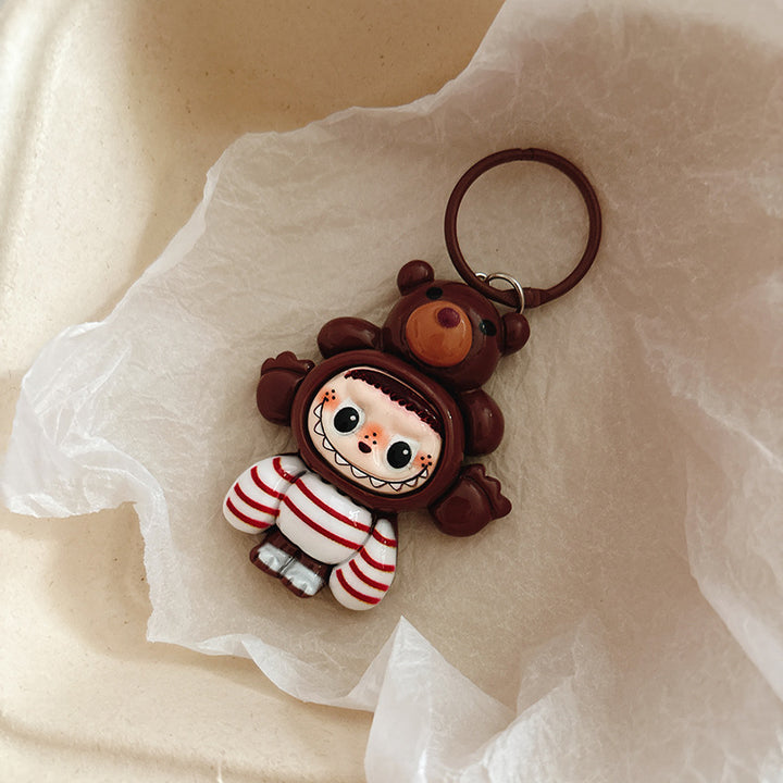 Cross-dressing Labub keychain pendant