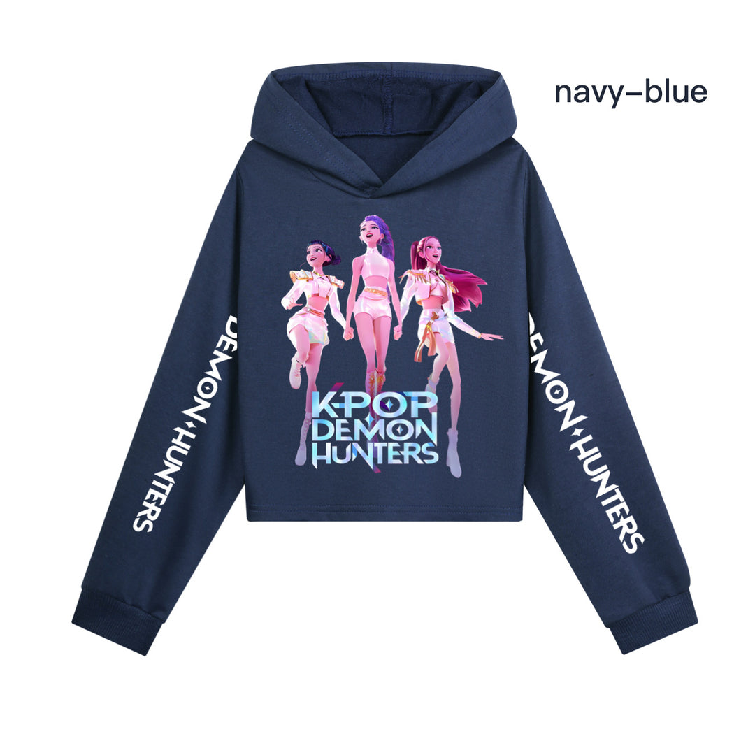 KDH K-pop inspired cropped hooded sweatshirt