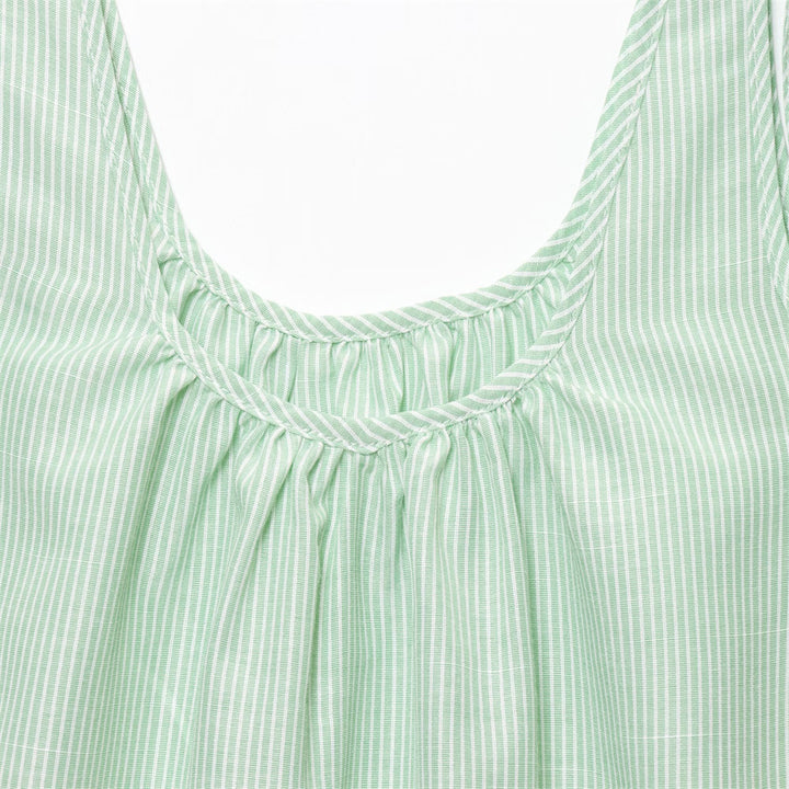 Striped crew neck camisole top&casual trousers set