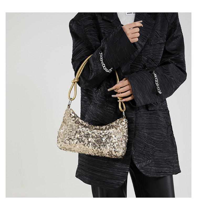 Sparkling sequined women's shoulder bag