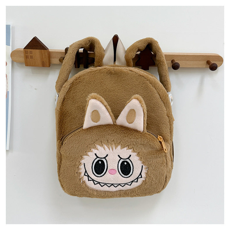 Cartoon labubu furry backpack children's plush backpack