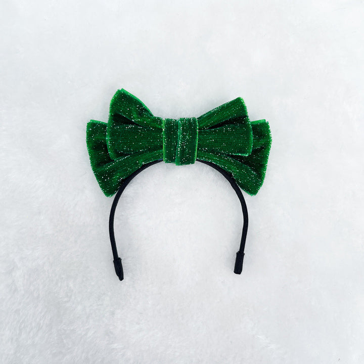 Mini Velvet glitter bow headband for labubu dolls