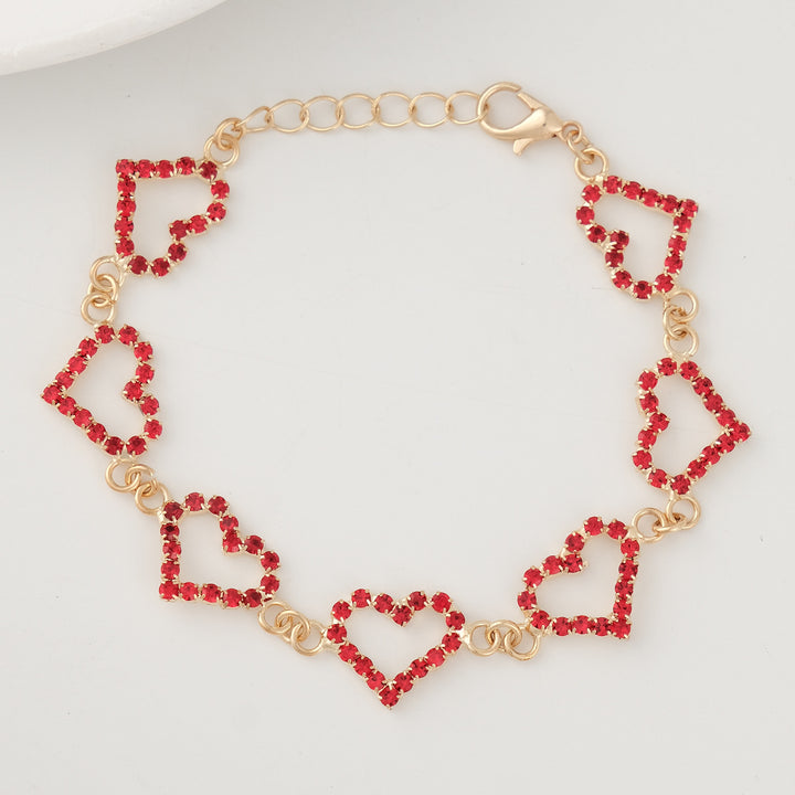 Valentine's Heart-shaped rhinestone bracelet for women
