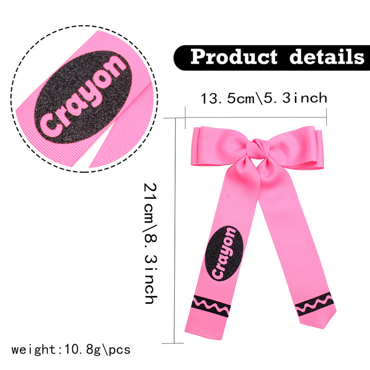 Back to school crayon  ribbon bow hair clips