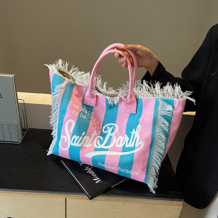 Tassel large-capacity beach handbag shoulder bag