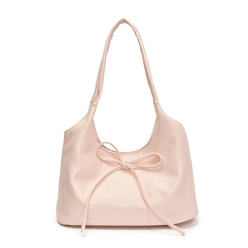 Bowknot PU leather large capacity shoulder bag