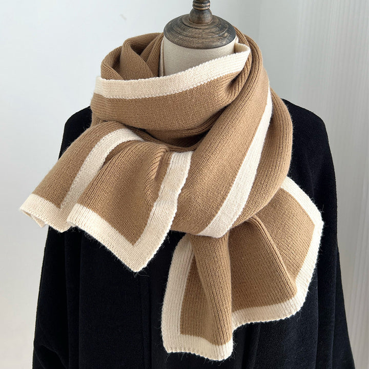 Contrast knitted scarf warm windproof  scarf