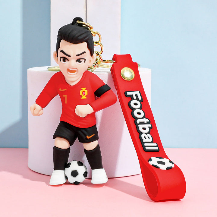 Football star character keychain Messi Ronaldo fan gift