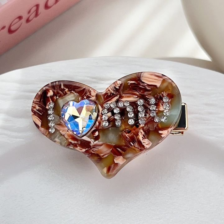 Valentine's Day heart-shaped diamond hair shark clip