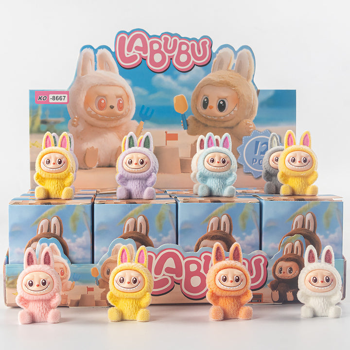 Flocking labubu Ornaments Gift Children's Toys Blind Bag Blind Box
