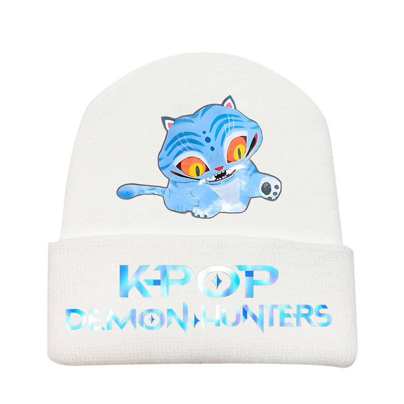 Kpop Demon Hunters knitted beanie hat-white