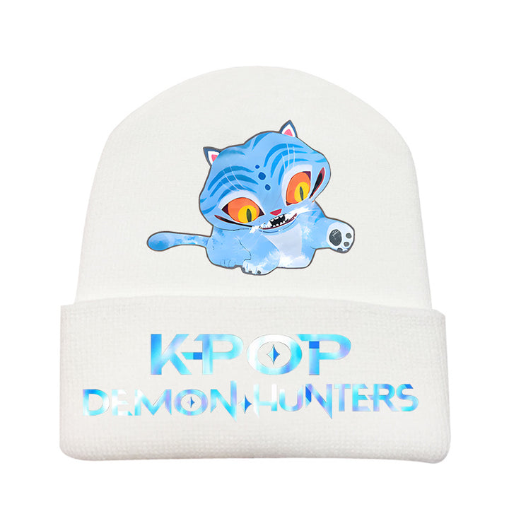 Kpop Demon Hunters knitted beanie hat-white