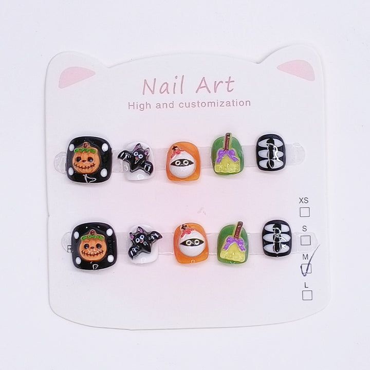 Halloween cute pumpkin ghost press-on nails